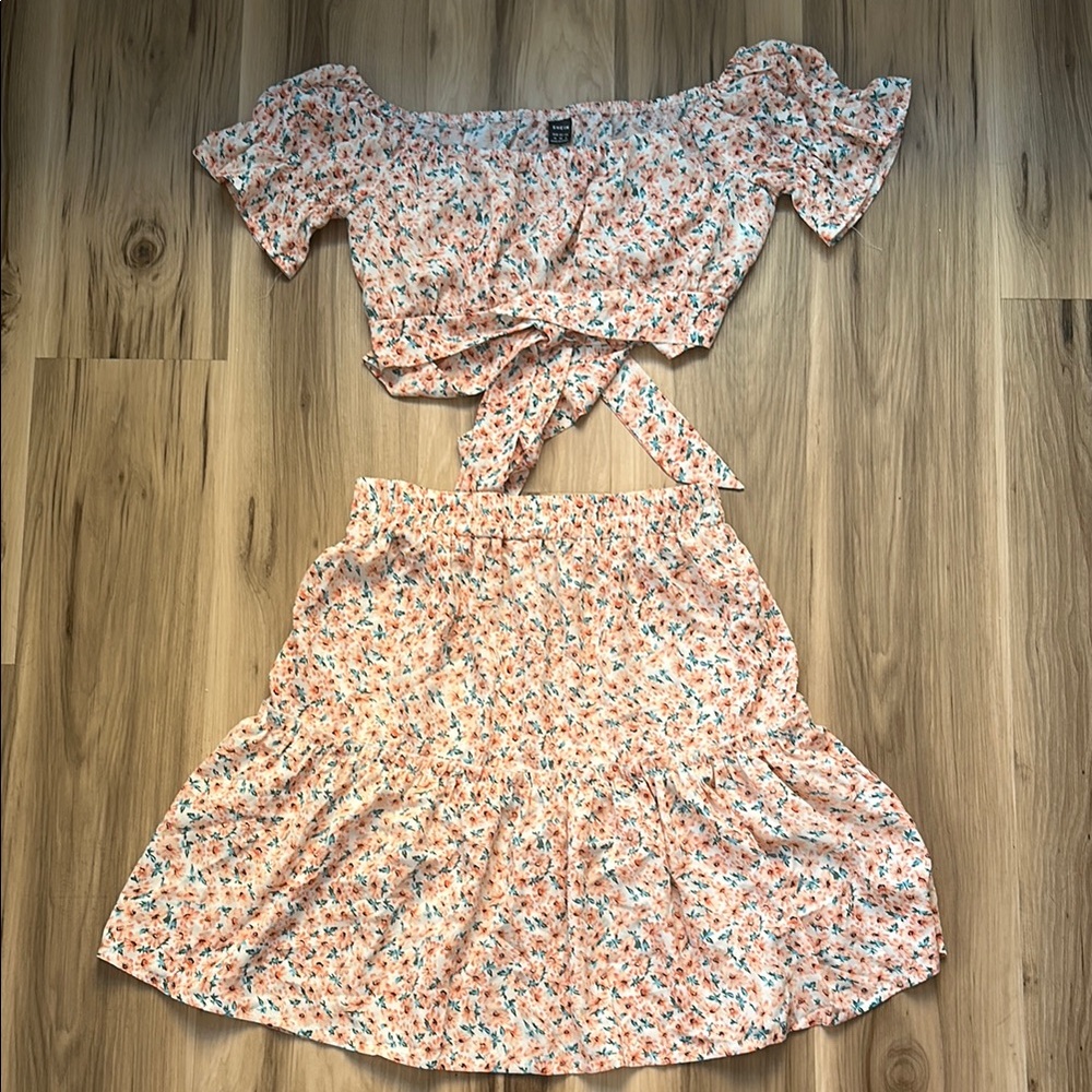 Floral Crop Top and Skirt Set